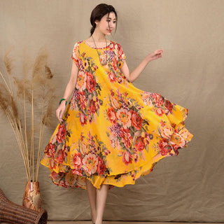Double-deck Big Swing Floral Dress