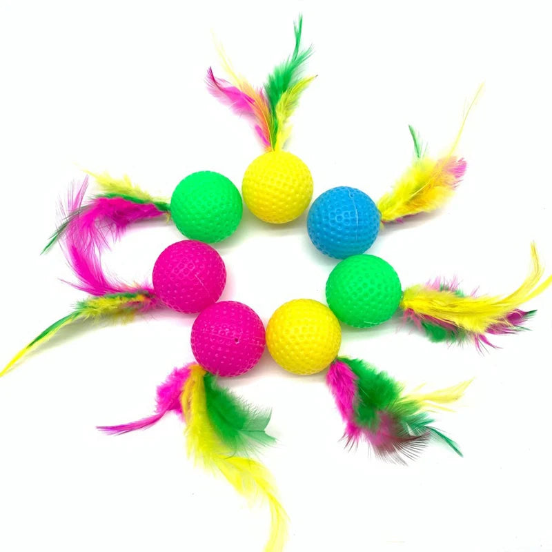 Plastic Golf Ball Feather Cat Toy