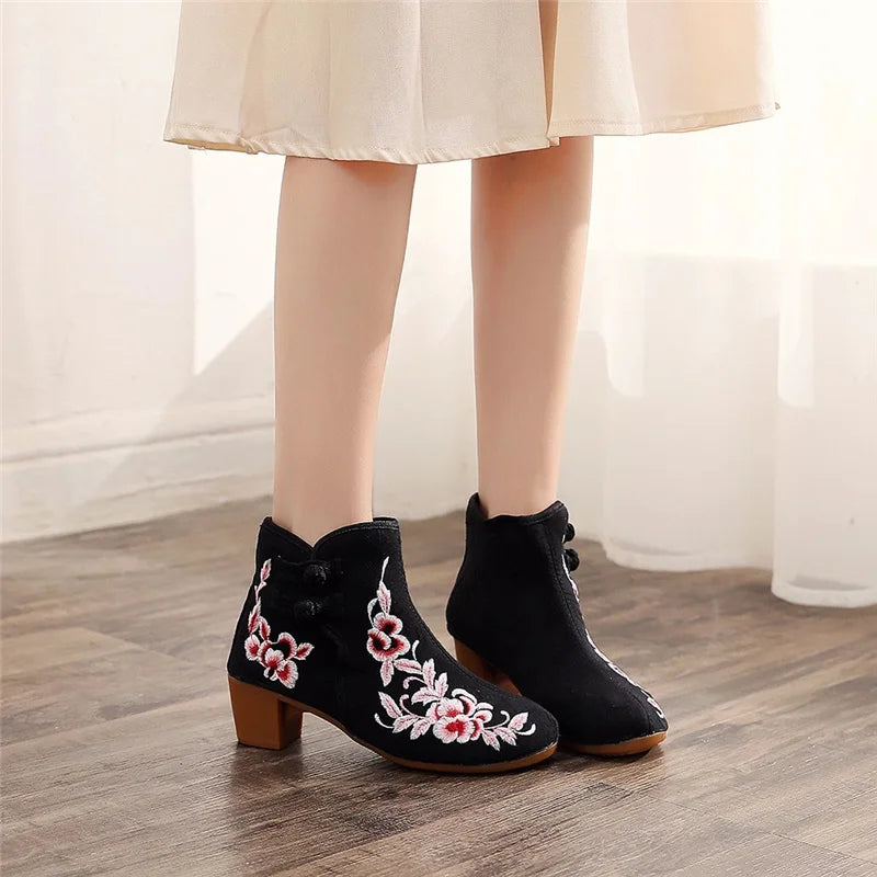 Elegant Block Heel Ankle Comfort Booties