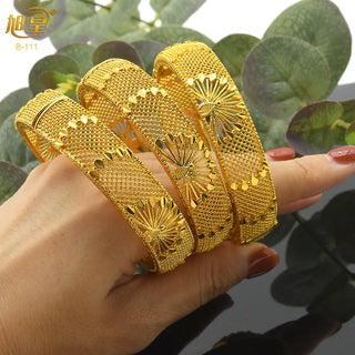 XUHUANG Dubai Bangles For Women 24K Gold Plated Jewelry Middle East Luxury Brand Bracelets African Arabic Wedding Party Gifts