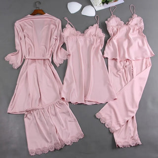 V-Neck Lace Pajamas Sleep Set