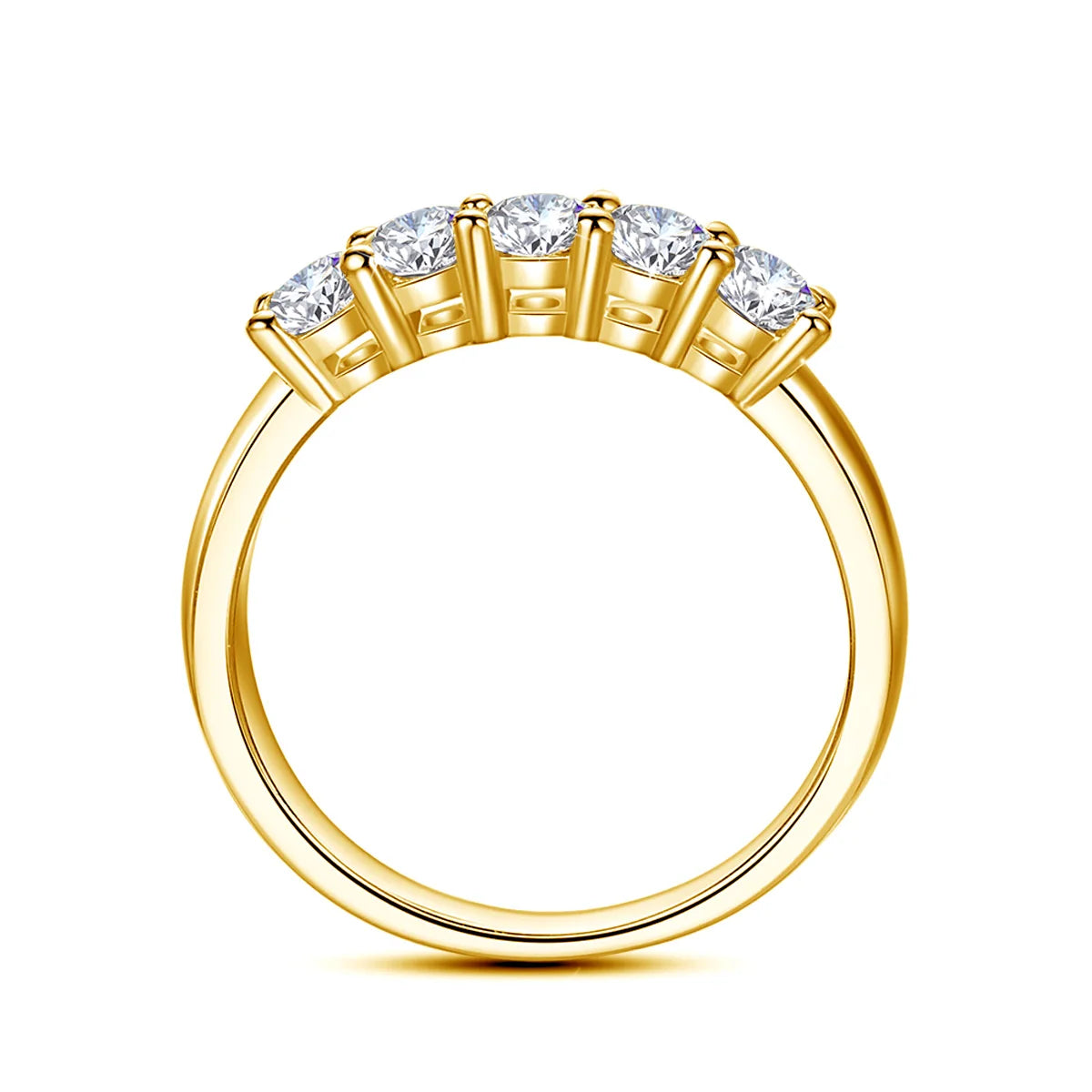 Gold 5 Stone Moissanite Ring