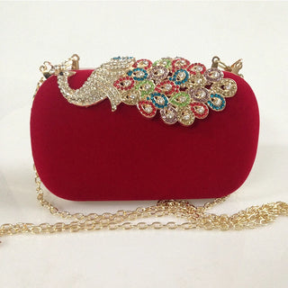 Women Rhinestone Evening Clutch Bag Ladies Red Clutch Purse Chain Handbag Bridal Wedding Party Purse