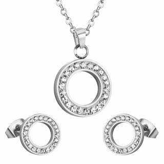 Stainless Steel Pendant Necklace Earrings