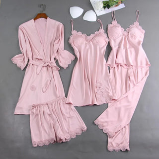 V-Neck Lace Pajamas Sleep Set