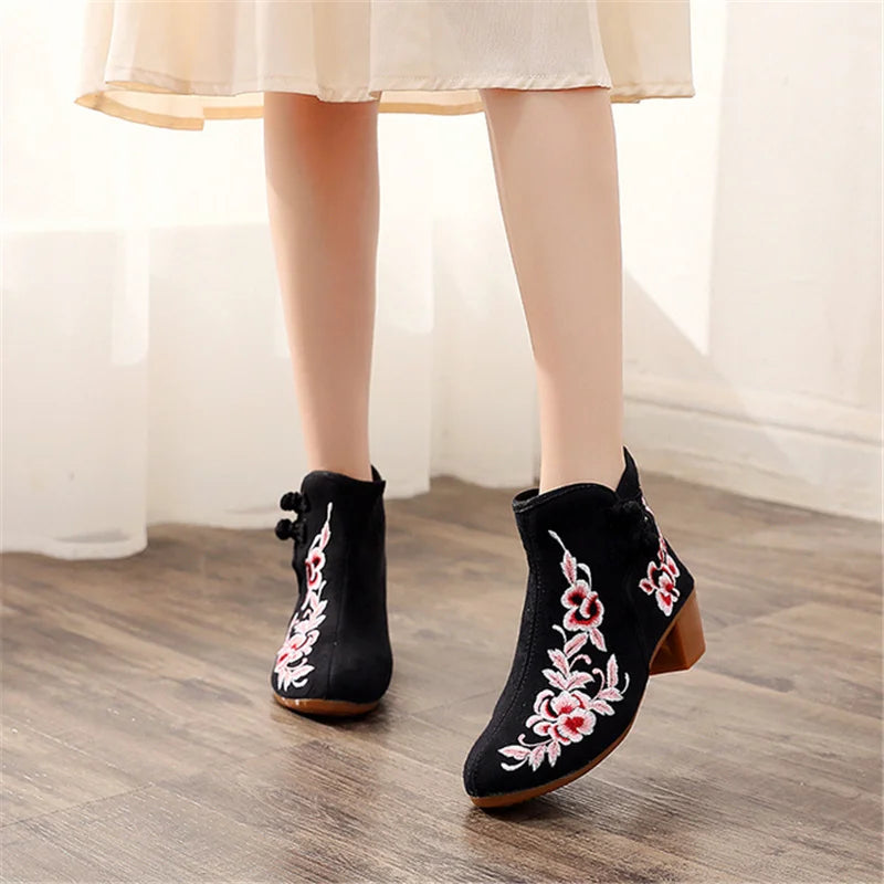 Elegant Block Heel Ankle Comfort Booties