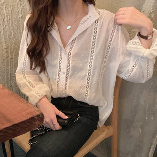 Crochet Sweat Top Loose Blouse