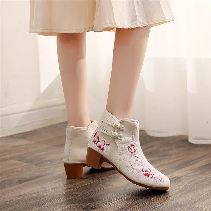 Elegant Block Heel Ankle Comfort Booties