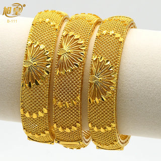 XUHUANG Dubai Bangles For Women 24K Gold Plated Jewelry Middle East Luxury Brand Bracelets African Arabic Wedding Party Gifts