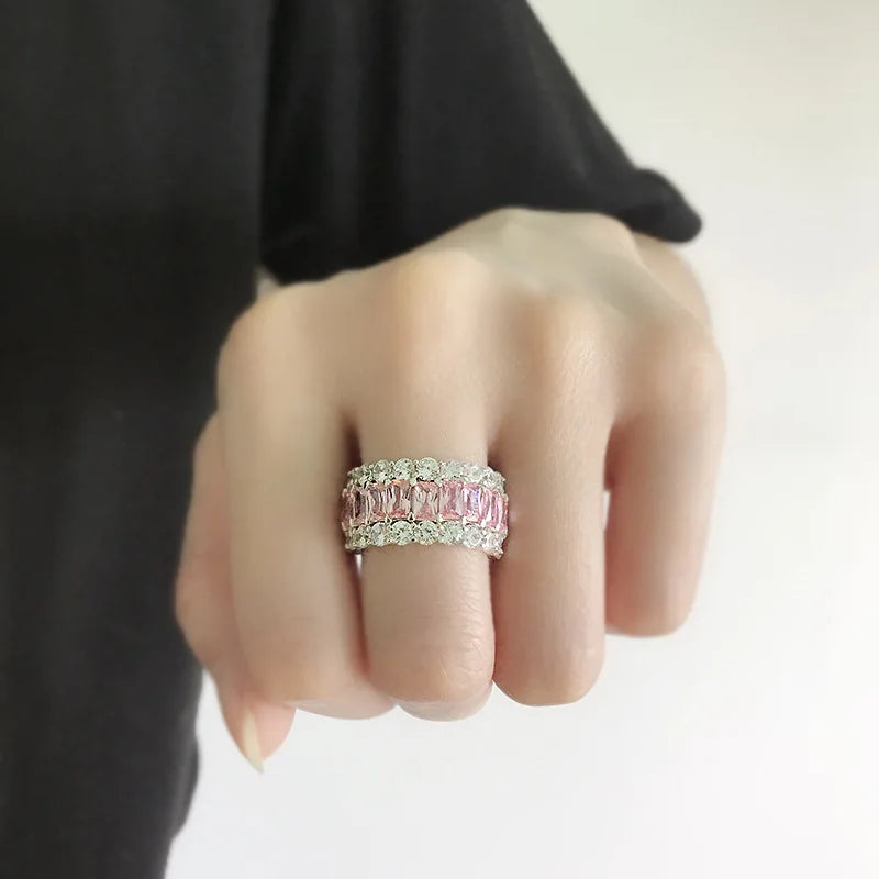 Luxury Silver Color Crystal Stone Ring