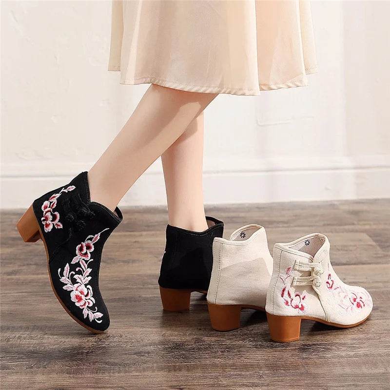 Elegant Block Heel Ankle Comfort Booties