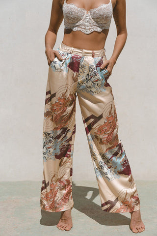 Crafted Satin Wide Leg Pants
