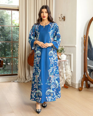 2024 Fashion Print Diamonds Abayas for Women Muslim Maxi Dress Dubai Turkey Kaftan Eid Djellaba Arab Robe Caftan Marocain Femme