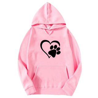 Bonita sudadera con capucha con forma de corazón y huella de perro