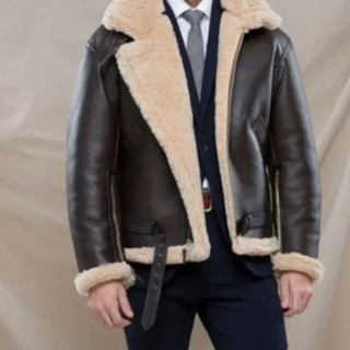 Classic Sheepskin Leather Bomber Jacket