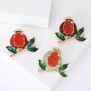 Enamel Pomegranate Brooches