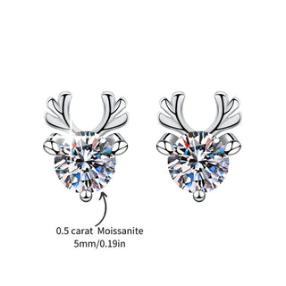 YAONUAN 0.5 Carat D Color Moissanite Fawn Ear Stud Earrings For Women 925 Sterling Silver Sparkling Piercing Earring Jewelry
