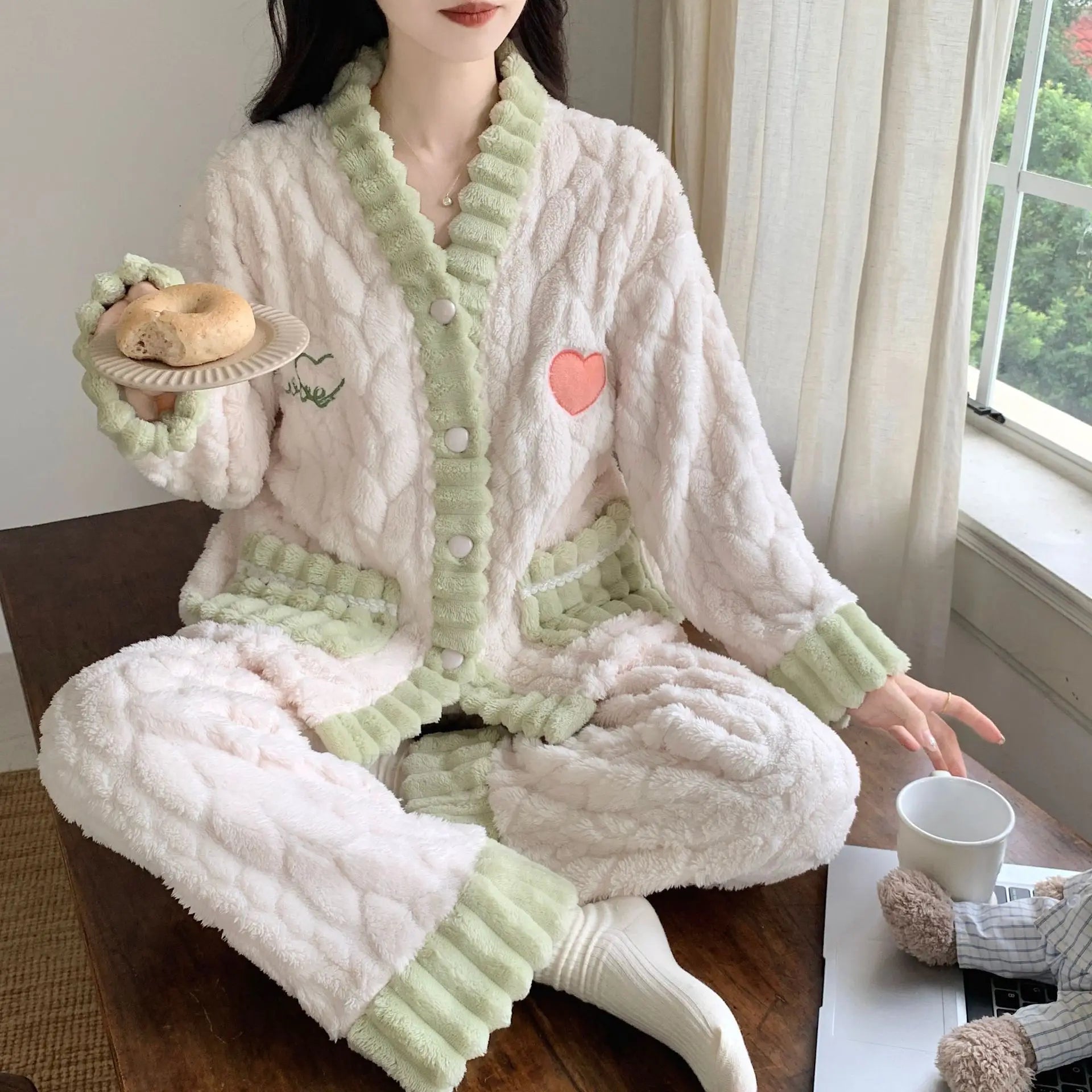 Coral Fleece Sleepwear Pajamas Set