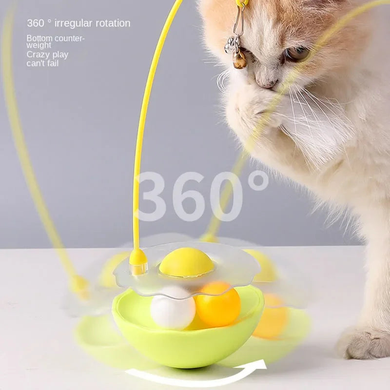 Interactive Turntable Feathers Cat Toy