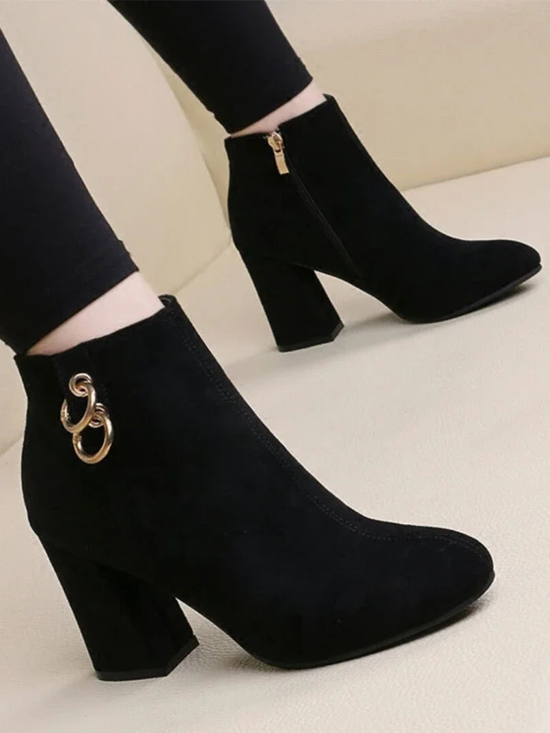 Vintage Block Heel Ankle Boots