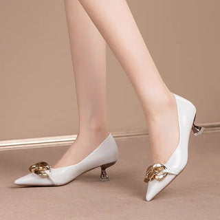 Pointed Toe Soft Leather Pumps Shoes