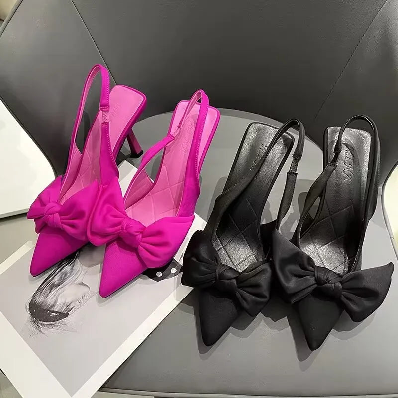 Butterfly Knot Slingbacks Heels Shoes