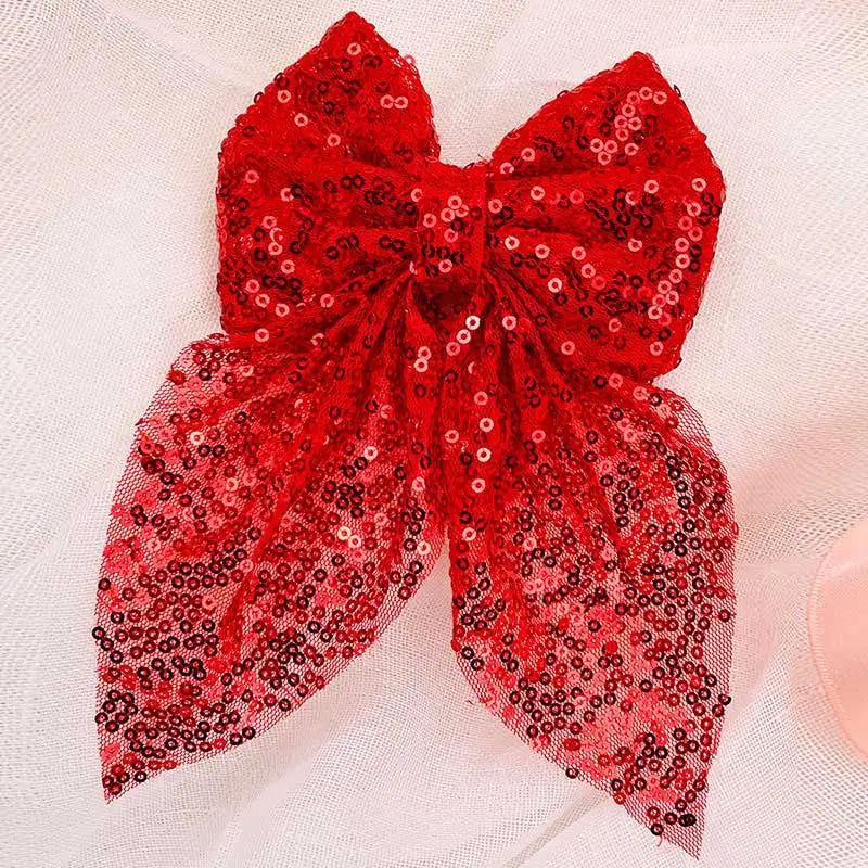 Glitter Sequin Hair Bow Clips