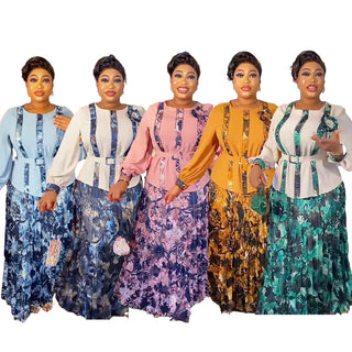 African Clothes for Women 2 PCS Sets Tops And Skirts Suits Dashiki Ankara Turkey Outfits Gown Plus Size Wedding Party Dresses