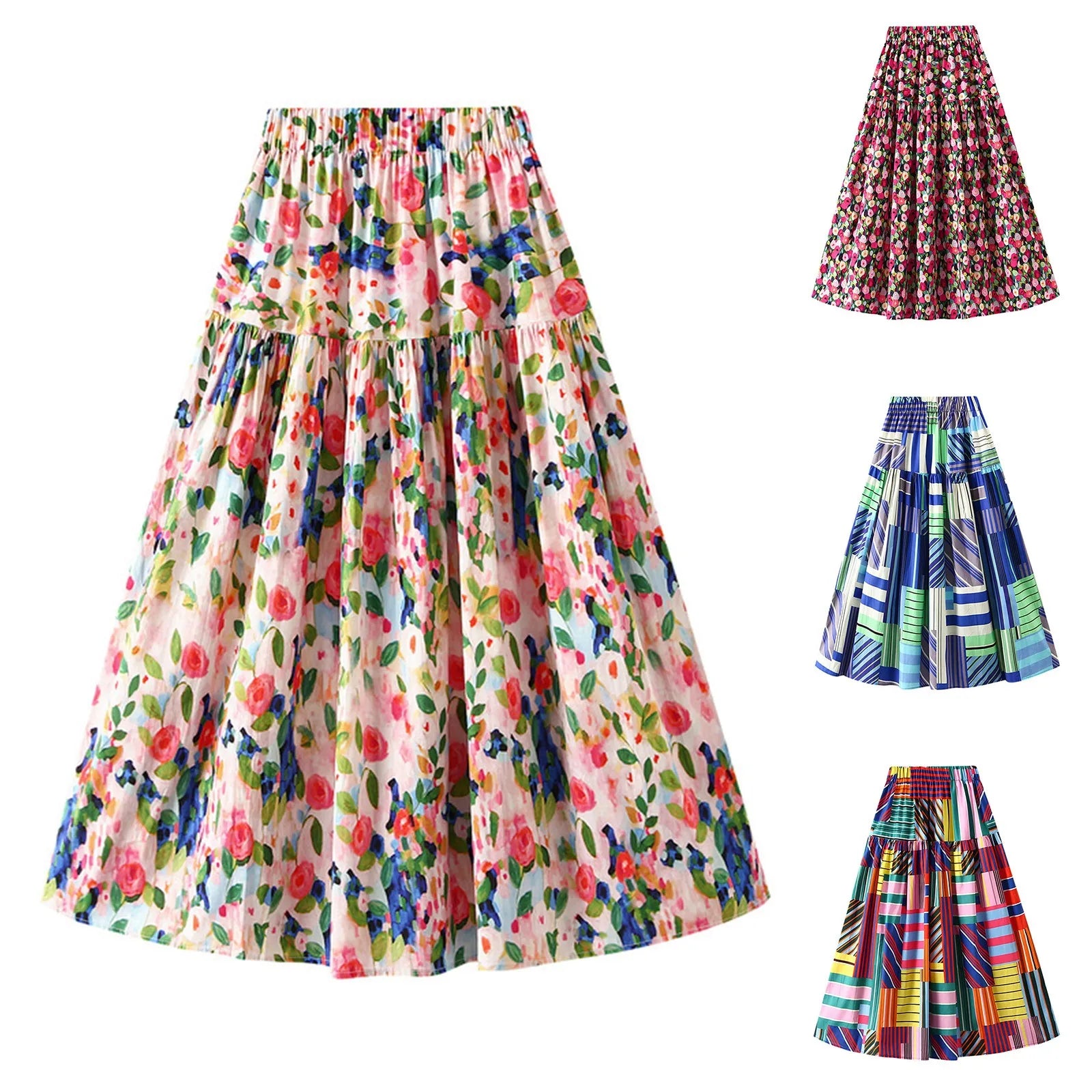 Ladies Pleated Midi Beach Skirt