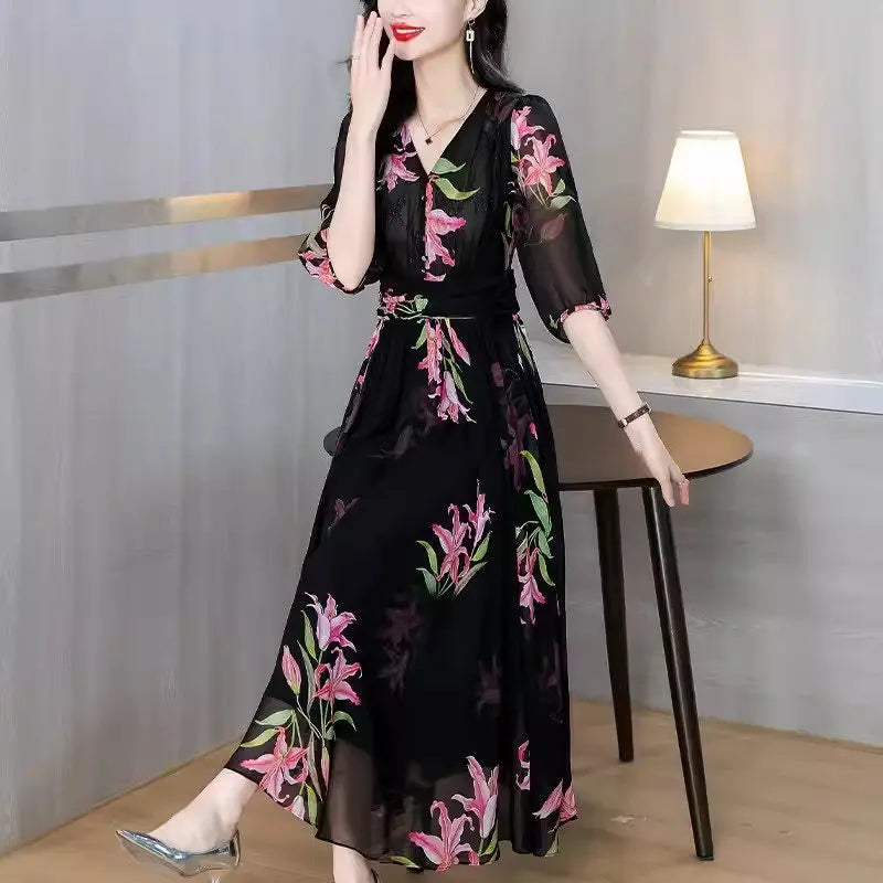 High End Chiffon High Waist Dress