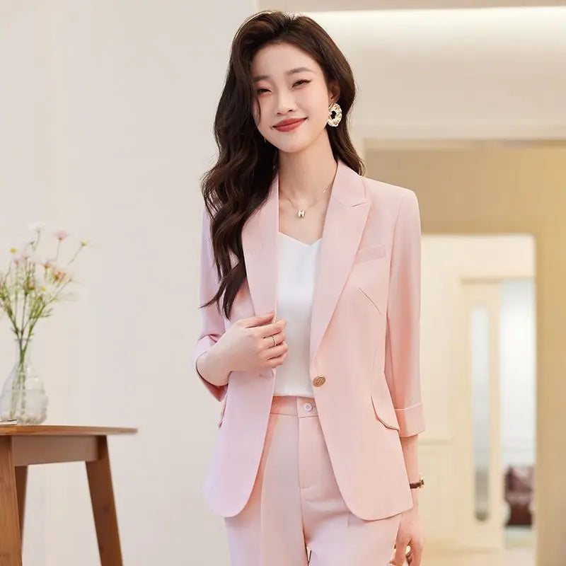 Office Lady Three Quarter Trousers Suit