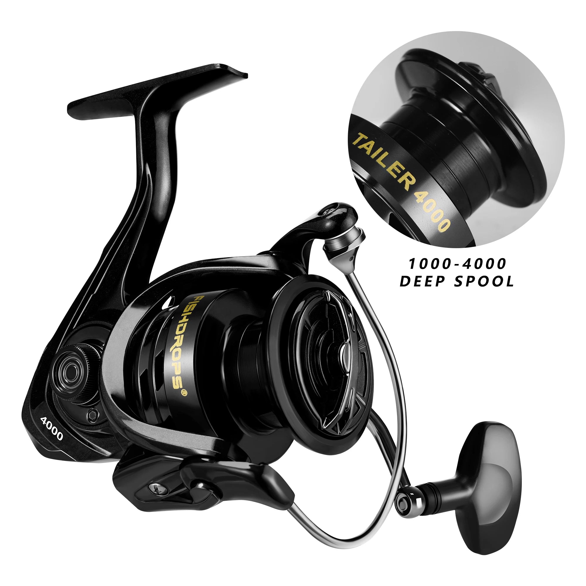 Fishdrop Tailered Spinning Fishing Reel