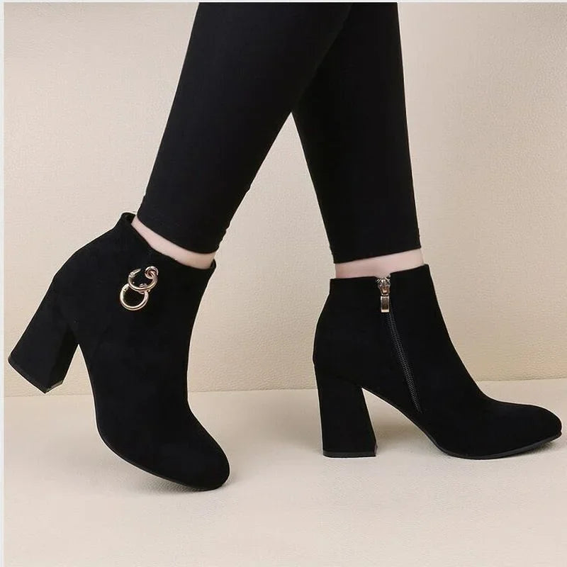 Vintage Block Heel Ankle Boots