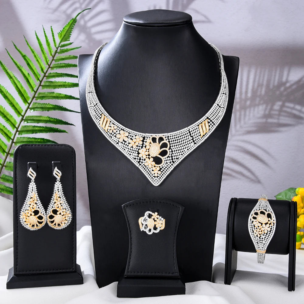 Luxury Bicolor Flower Jewelry set