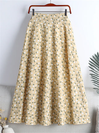Floral Printed Tulle Mi-long Skirts