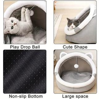 Cat Bed House Kennel Nest Round Pets Sleeping Cave Kitten Beds Pet Basket Cozy Kitten Lounger Cushion Cat House Tent Dog House