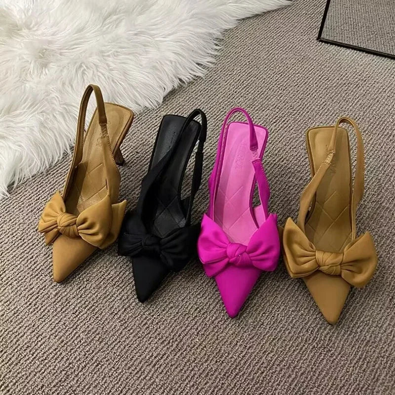 Butterfly Knot Slingbacks Heels Shoes