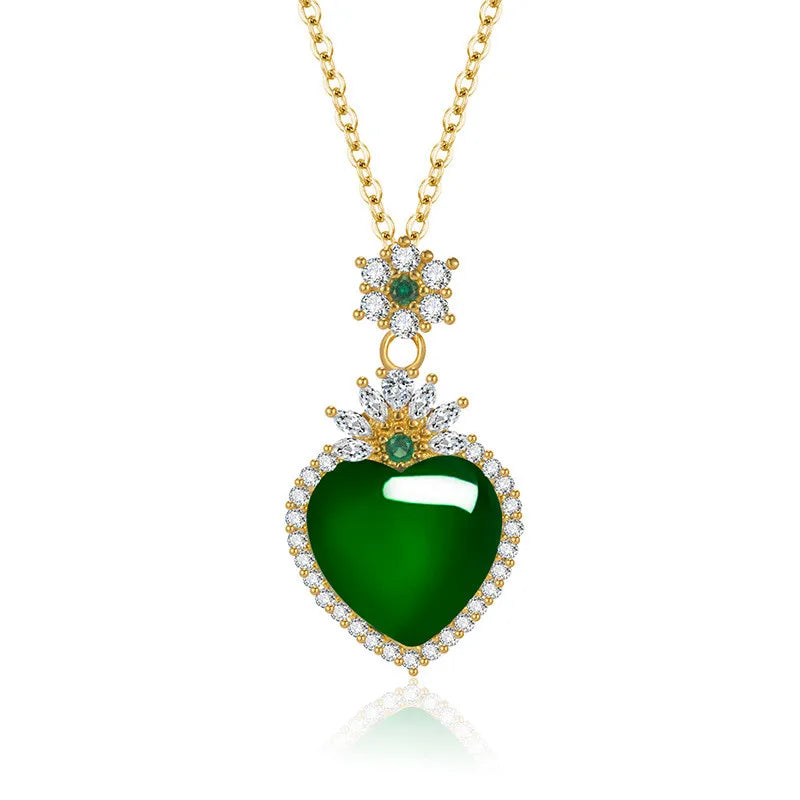 Emerald Gemstones Romantic Heart Pendant