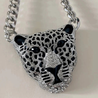 Joyas de hip hop con forma de cabeza de leopardo para Halloween