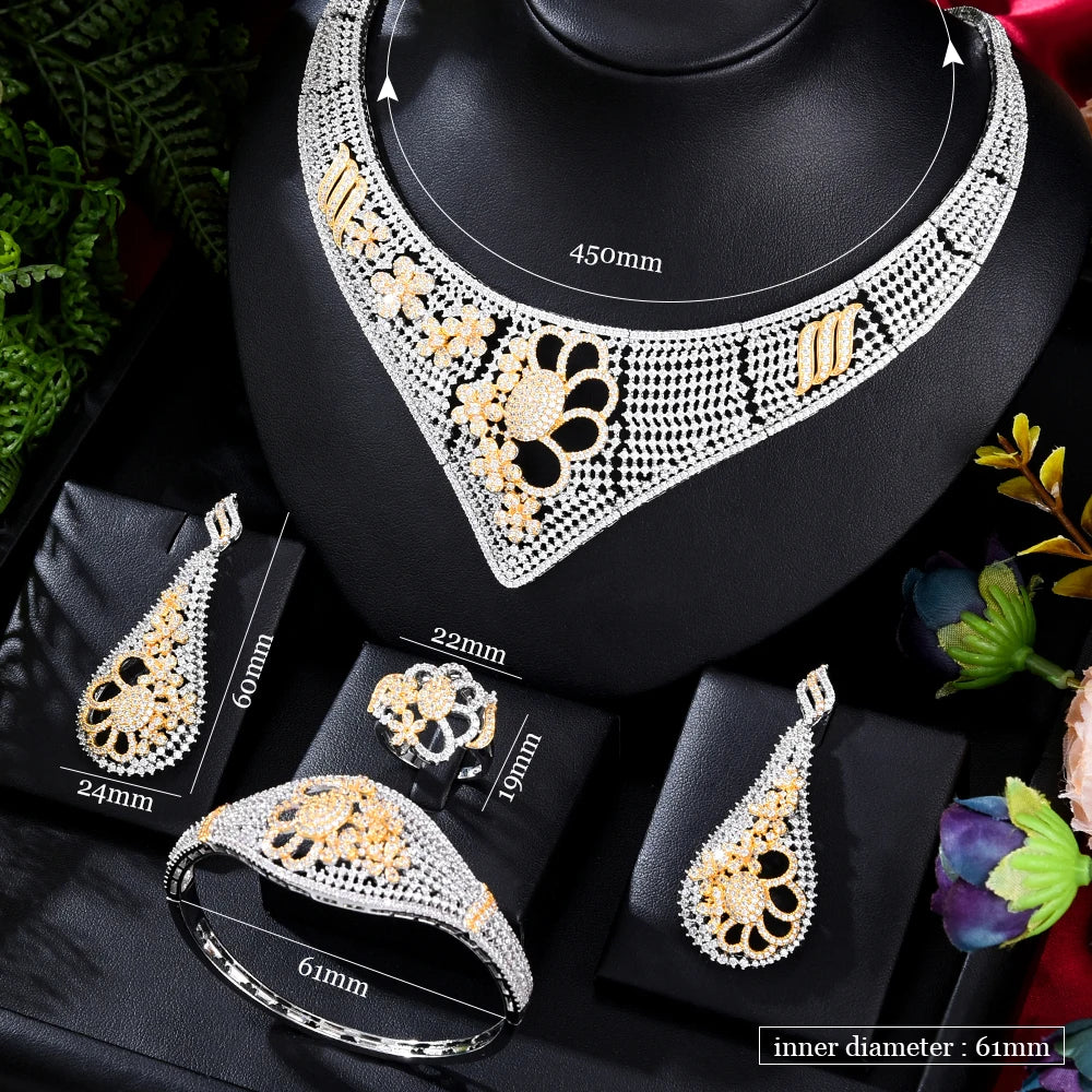 Luxury Bicolor Flower Jewelry set