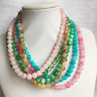 Smooth Natural Stone Beaded Chain Necklace