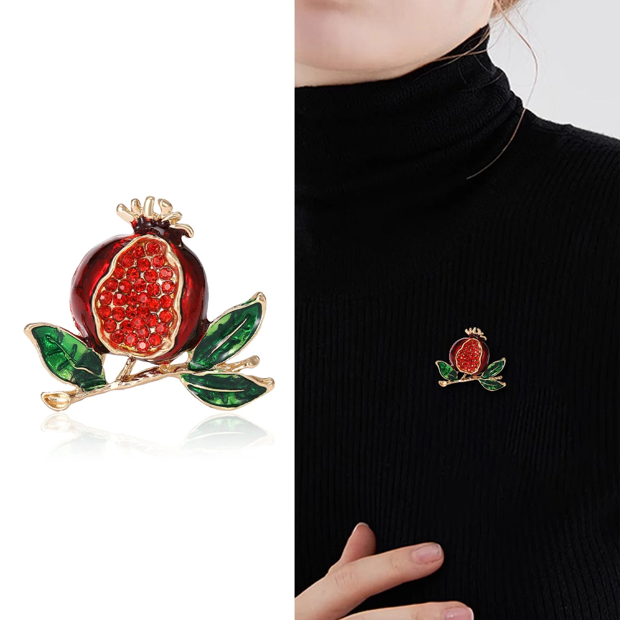 Enamel Pomegranate Brooches