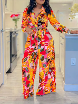 Wide Leg Trousers Two Piece Set