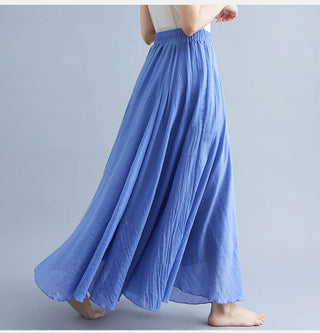 Solid Linen Elegant Maxi Skirts
