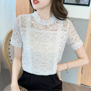 Ladies Short Sleeve Chiffon Blouse