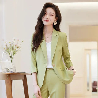 Office Lady Three Quarter Trousers Suit