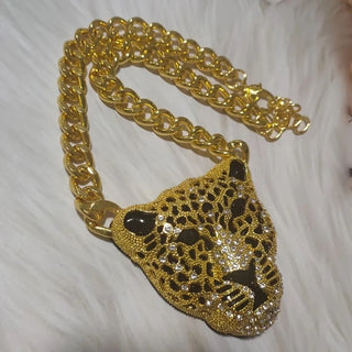 Joyas de hip hop con forma de cabeza de leopardo para Halloween