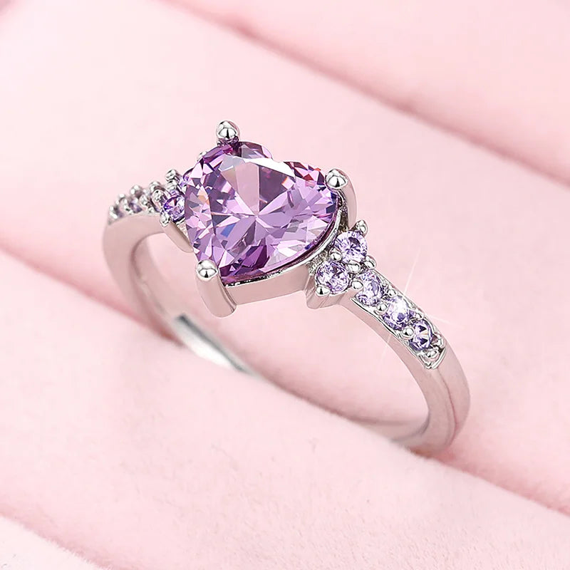 Charming Purple Heart Bridal Party Ring