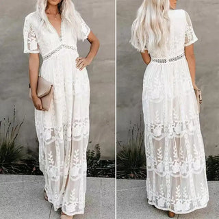 Floral Embroidery Lace Beach Dress