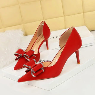 Satin Silk Rhinestone Heel Shoes